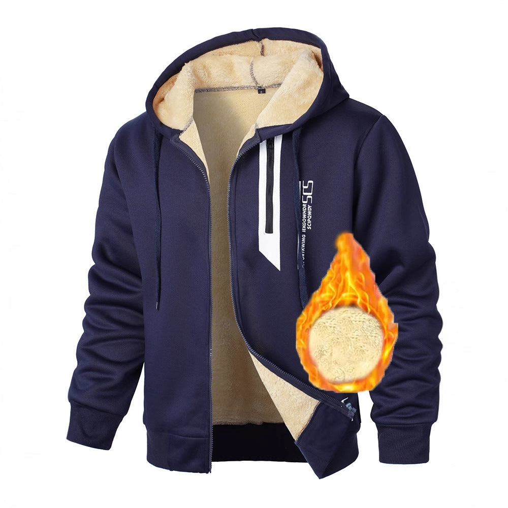 Herren Fleece-Kapuzenjacke mit wärmendem Innenfutter und praktischen Reißverschlusstaschen Drune