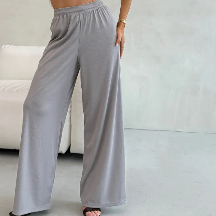 Damen Elegantes und lässiges Set aus cropped Top und weiten Hosen Drune