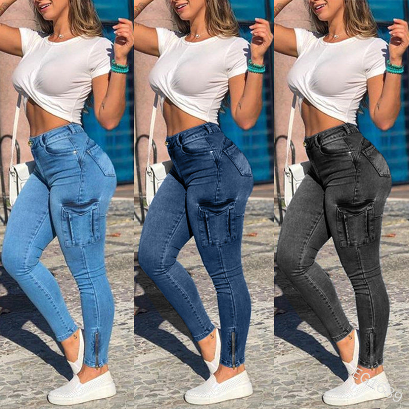 Damen Cargo Jeans mit seitlichen Taschen und modischem Schnitt Drune