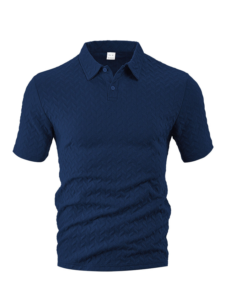Herren nan kurzärmeliges Poloshirt mit eingeprägter Zickzackstruktur und klassischem Hemdkragen Drune
