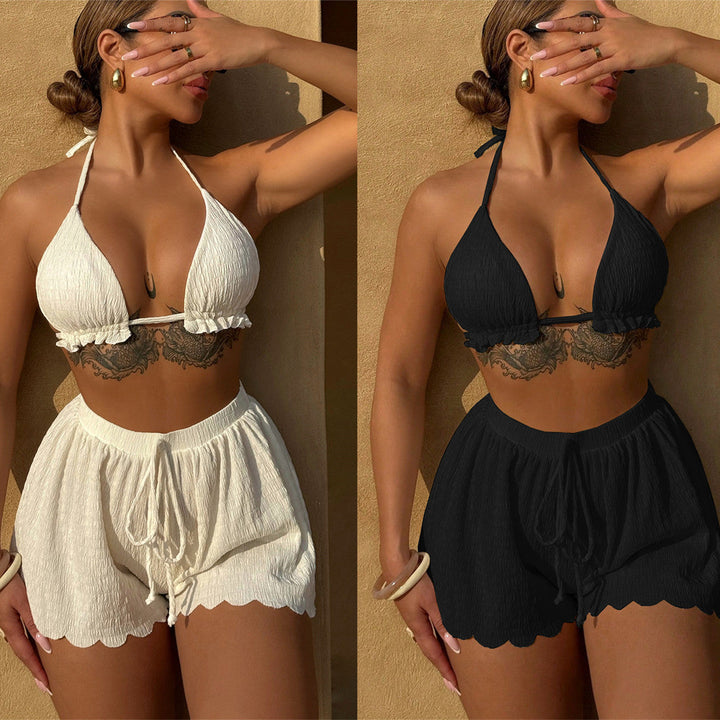Damen Triangel-Bikini-Set mit lässigen Shorts Drune