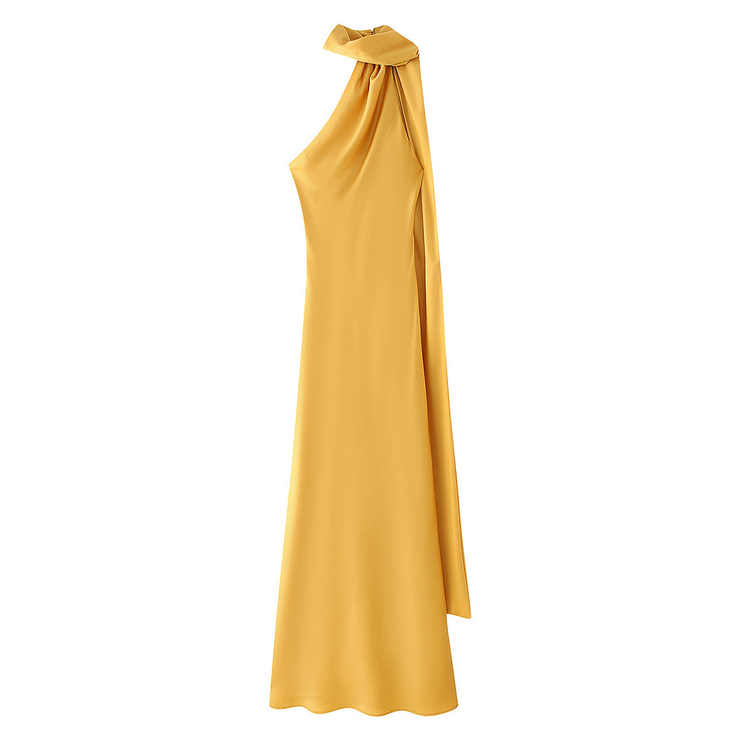 Damen elegantes Abendkleid mit einseitigem Cape und raffinierter Drapierung Drune