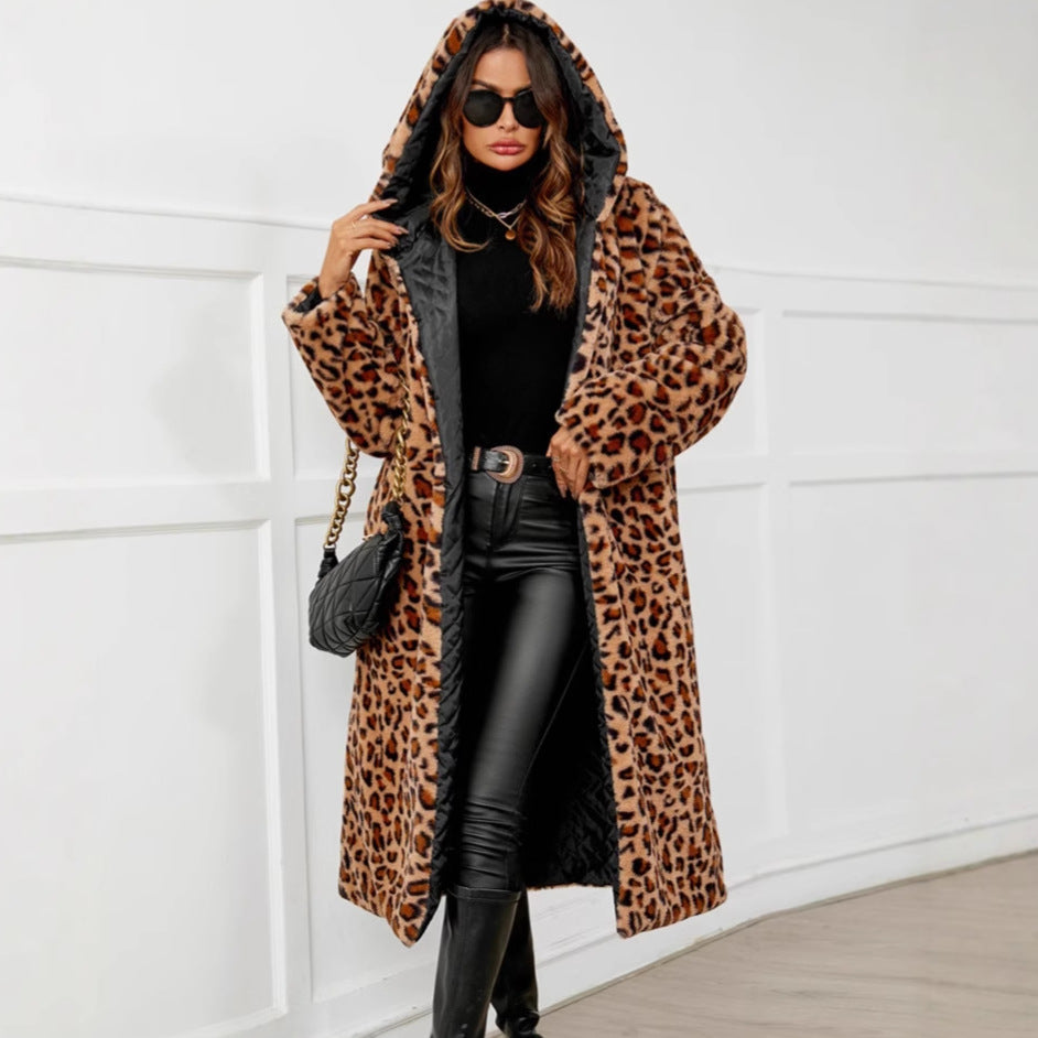Damen Übergroße Kuscheljacke mit Leopardenmuster Drune