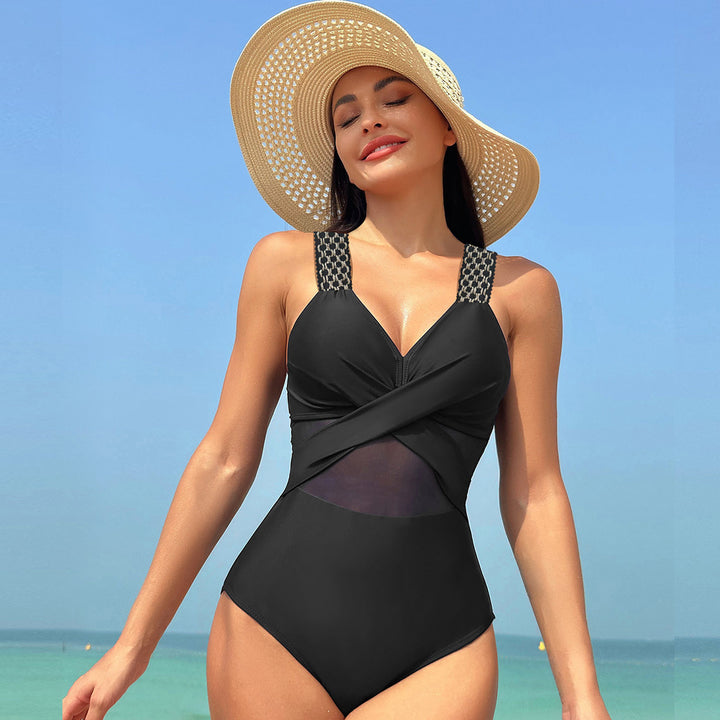 Damen Einteiliger Badeanzug mit stylishen Mesh-Elementen Drune