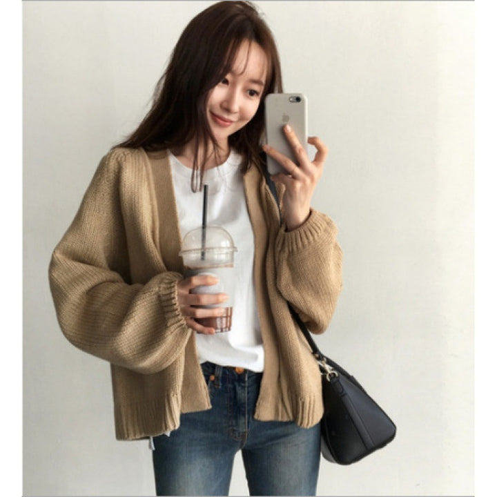 Damen Strickjacke mit weiten Ärmeln und offenem Schnitt Drune