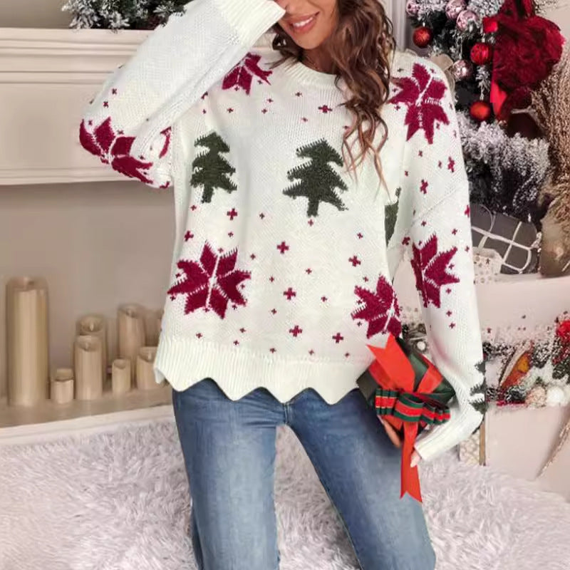 Damen Strickpullover mit festlichem Weihnachtsdesign und skandinavischen Motiven Drune