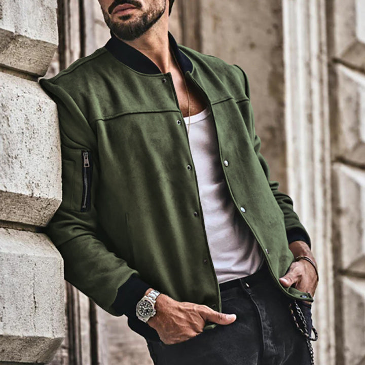 Herren sportliche Collegejacke mit seitlichen Reißverschlusstaschen Drune