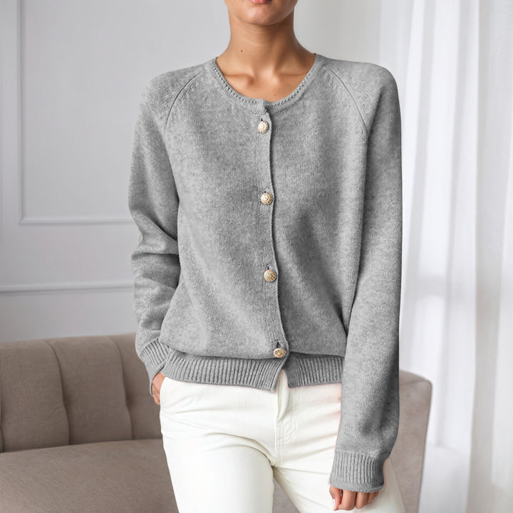 Damen kuscheliger Strickcardigan mit Knopfdetails und elastischen Bündchen Drune
