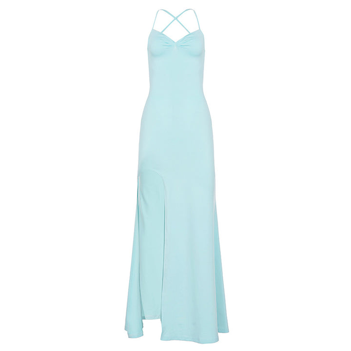 Damen Maxi-Kleid mit raffiniertem Schlitz und Spaghettiträgern Drune