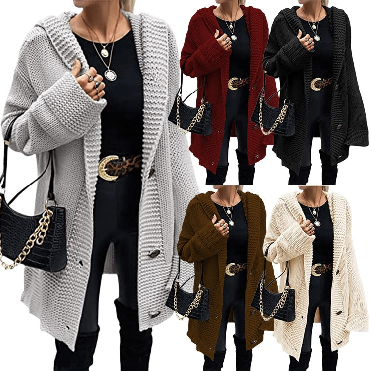 Damen Grober Strickcardigan mit weitem Schnitt und tiefen Taschen Drune