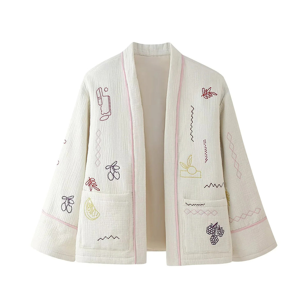 Damen lässige Kimono-Jacke mit einzigartigen Stickereien Drune