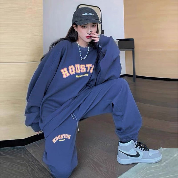 Damen Bequeme Oversized Sweatshirt-Hosen-Kombination Drune