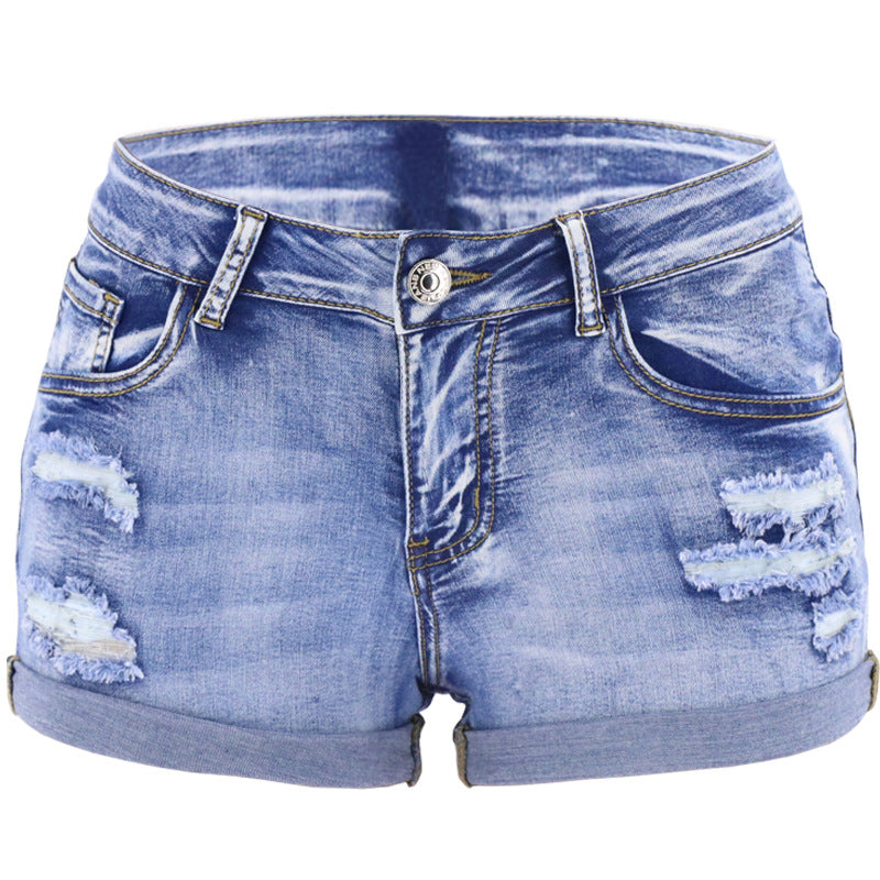 Damen Modische Jeans-Shorts mit fransigen Abschlüssen und ausgefransten Details Drune
