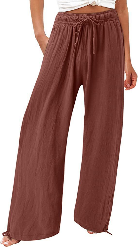 Damen Weite Sommerhose aus leichtem Material mit verstellbarem Bund Drune