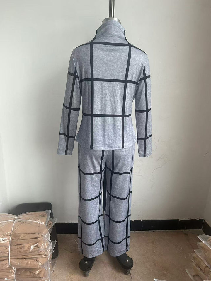 Damen Langärmliges Set im Karo-Design Drune