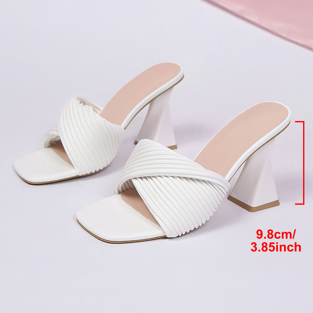 Damen Trendy Slipper mit strukturiertem Riemen und blockiertem Absatz Drune