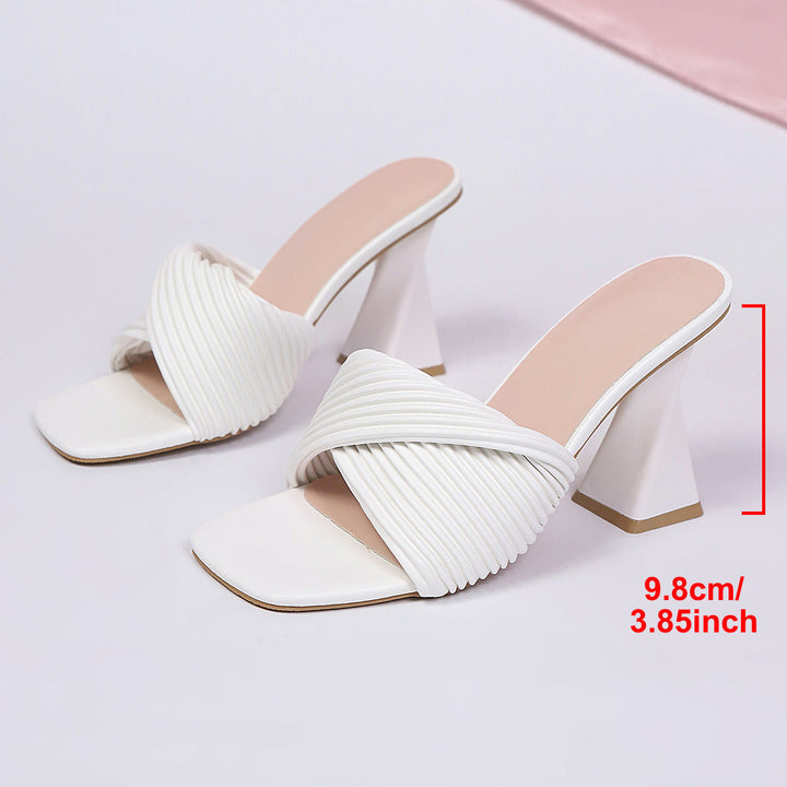 Damen Trendy Slipper mit strukturiertem Riemen und blockiertem Absatz Drune
