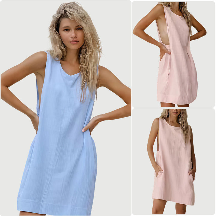 Damen Freizeit-Langarmkleid mit lockerem Schnitt und tiefem V-Ausschnitt Drune