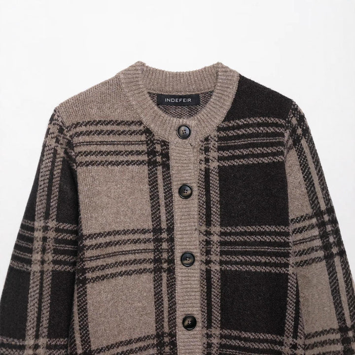 Damen Chicer Karoknopf-Pullover Drune