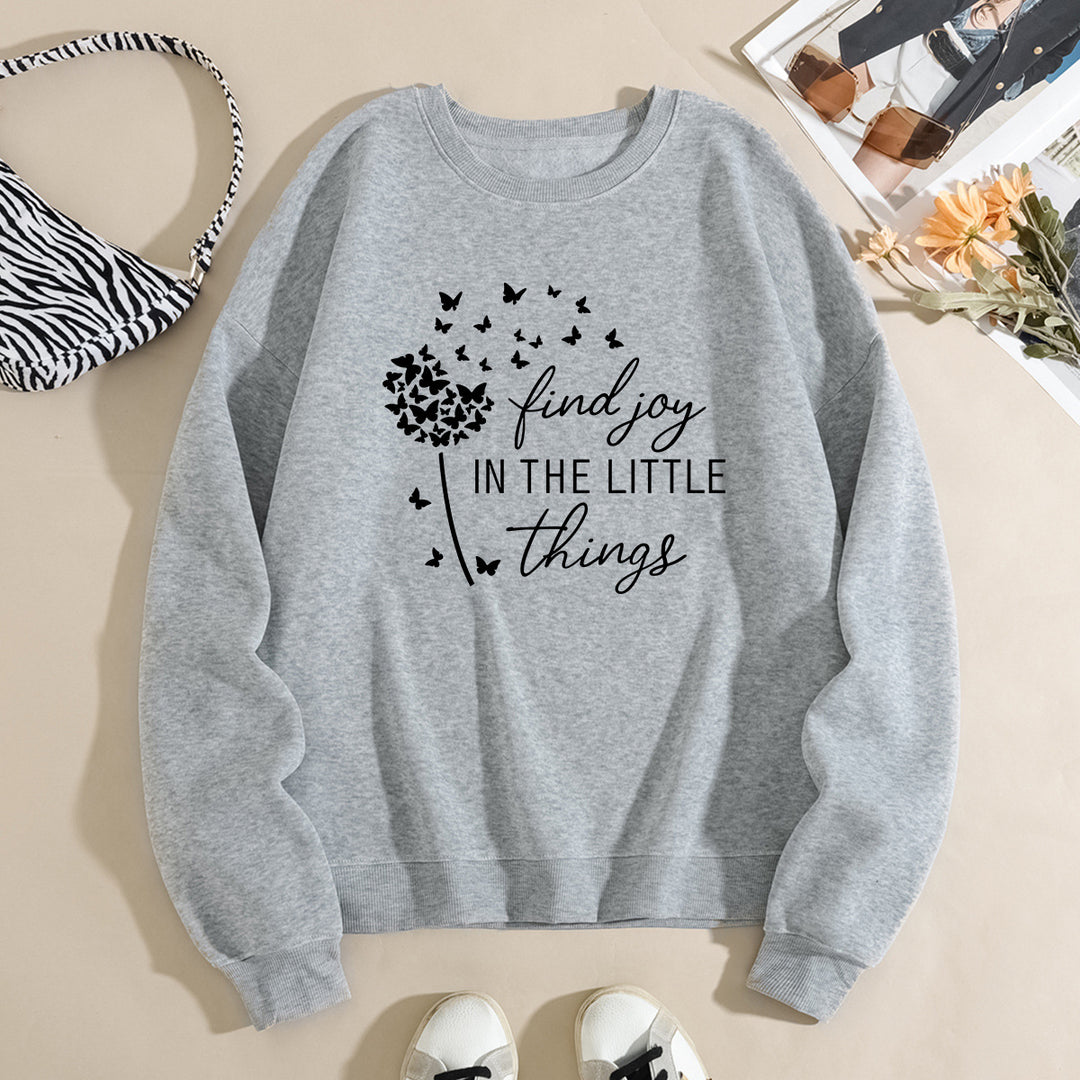 Damen Sweatshirt mit motivierendem Spruch und floralem Aufdruck Drune