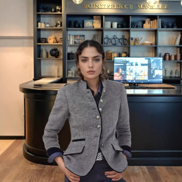 Damen Hochwertiger und eleganter Blazer mit Knopfdetails Drune