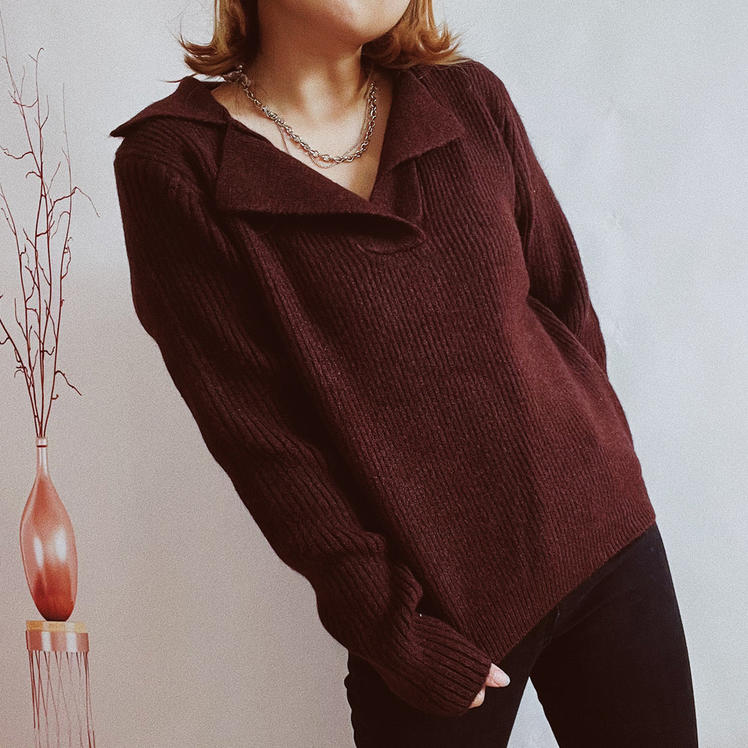 Damen lässiger Pullover mit modernem Rippdesign Drune