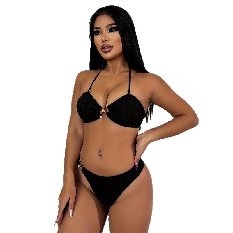 Damen Hochgeschnittener Bikini mit raffinierten Verzierungen Drune
