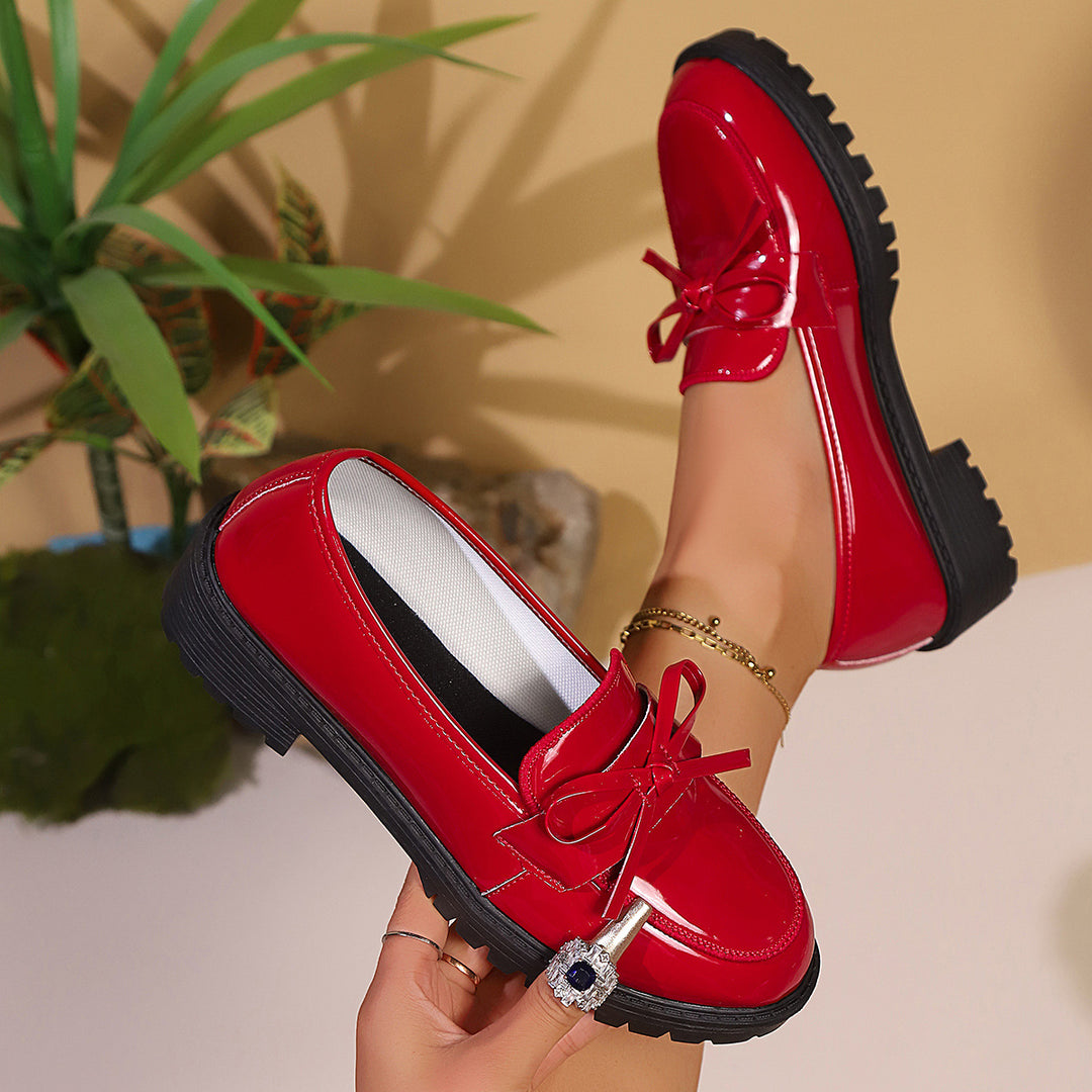 Damen Elegante Lacklederschuhe mit dekorativem Riemchen und rutschfester Sohle Drune