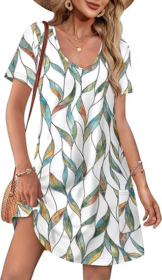 Damen Kurzarm Freizeitkleid Drune