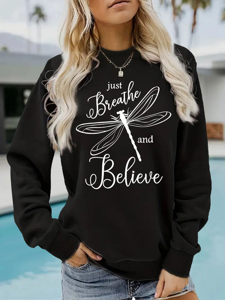Damen Sweatshirt mit inspirierendem Drachenfliegen-Motiv und lässigem Schnitt Drune