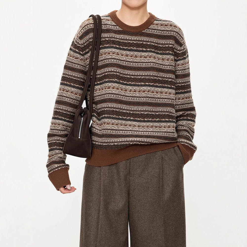 Damen modischer Strickpullover mit französischen Gürtel-Details Drune