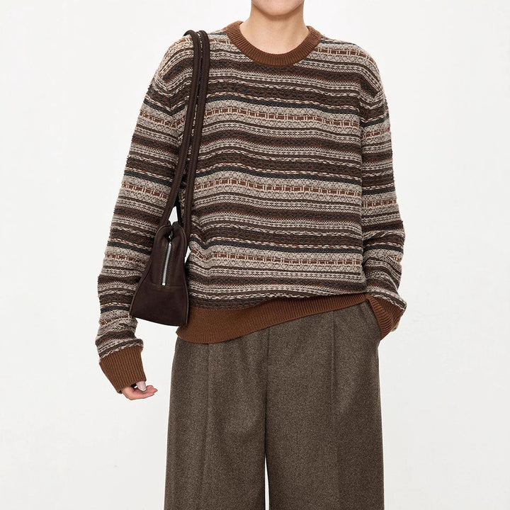 Damen modischer Strickpullover mit französischen Gürtel-Details Drune