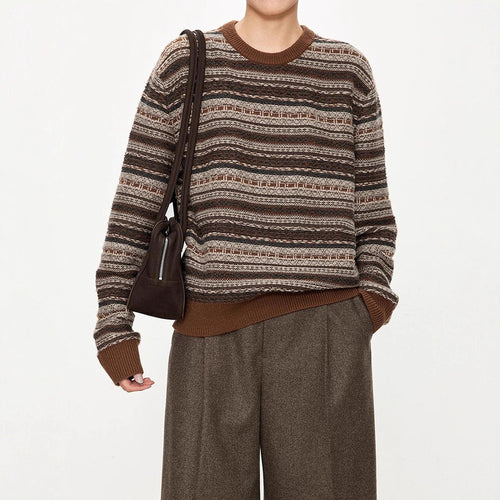 Damen modischer Strickpullover mit französischen Gürtel-Details Drune