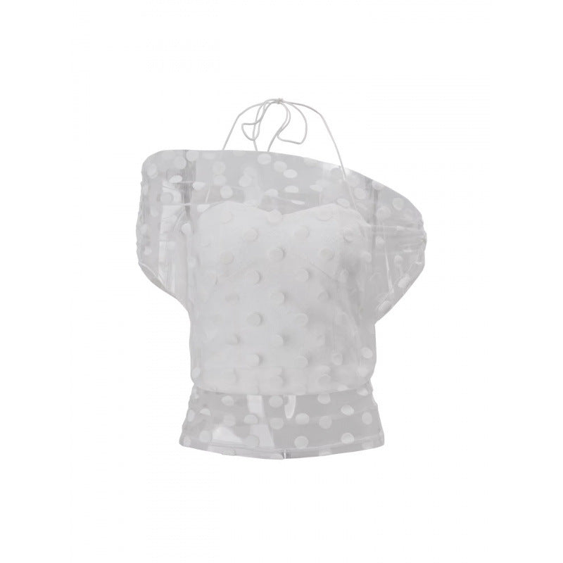 Damen Elegantes off-shoulder Oberteil mit Polka-Dots und Raffung Drune