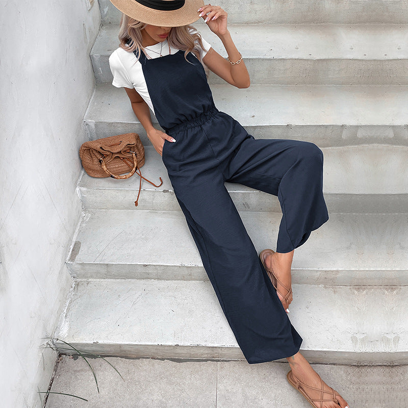Damen modischer Jumpsuit mit weitem Schnitt und elastischem Bund Drune