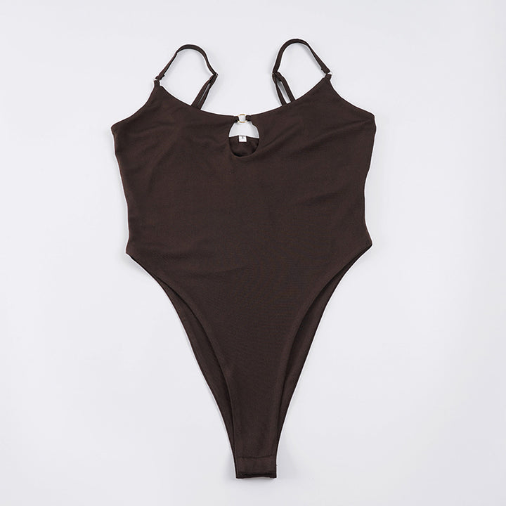 Damen Badeanzug mit elegantem Ausschnitt und verstellbaren Trägern Drune