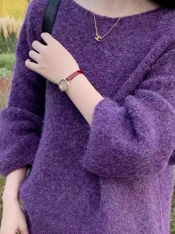Damen Flauschiger Strickpullover mit weitem Schnitt Drune
