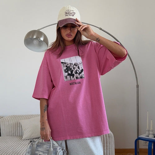 Damen Oversized T-Shirt mit nostalgischem Grafikdesign Drune