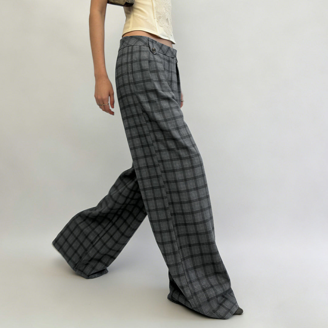Damen Karierte Culotte-Hose mit hohem Taillenbund und eleganter Faltenlegung Drune