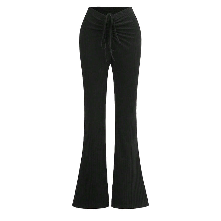Damen Ripp-Panel-Hose mit hohem Bund und seitlichem Kordelzug Drune