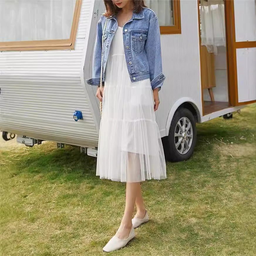 Damen Denimjacke mit aufwendig gesticktem Schriftzug Drune