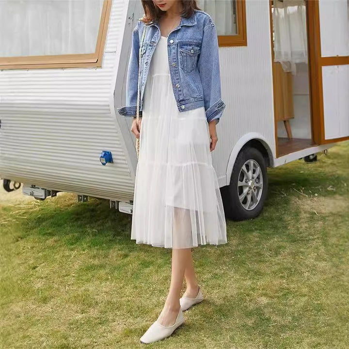 Damen Denimjacke mit aufwendig gesticktem Schriftzug Drune