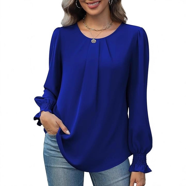 Damen elegante Bluse mit Puffärmeln Drune