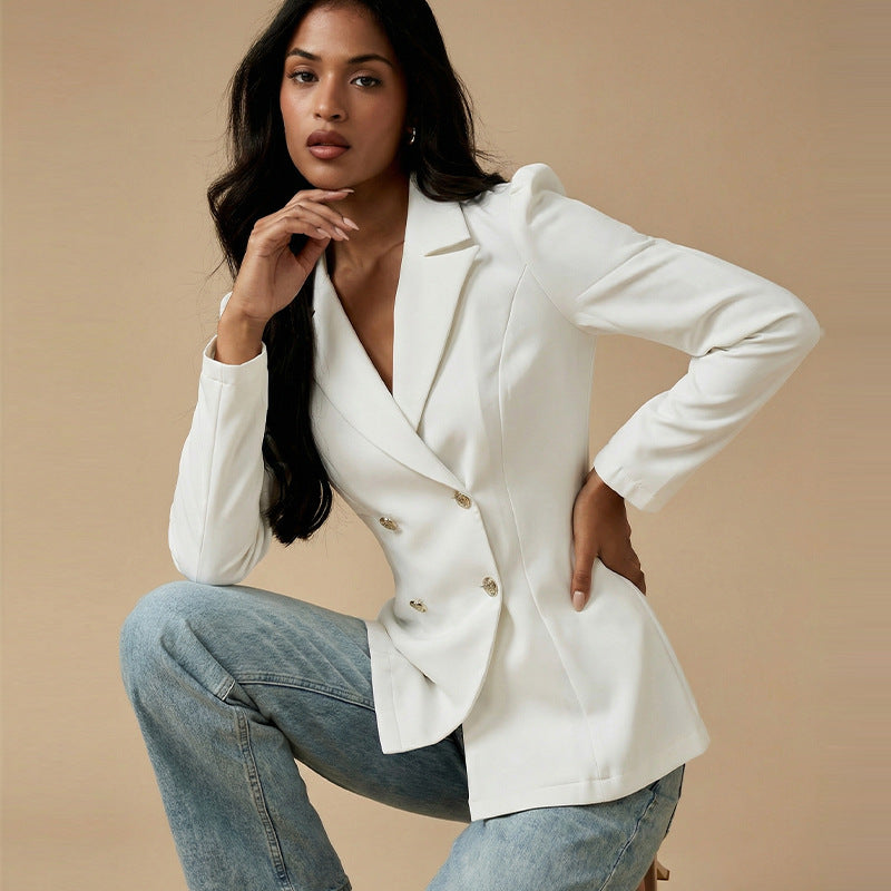 Damen eleganter Tailored Blazer mit puffärmeligen Details Drune