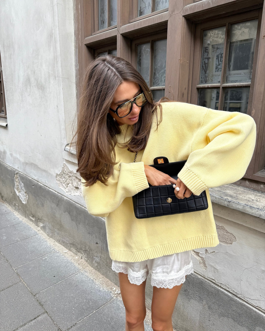 Damen gemusterter Strickpullover mit oversized Schnitt und eleganter Silhouette Drune