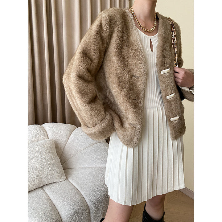 Damen Kuschelige Strickjacke mit eleganten Knopfdetails Drune