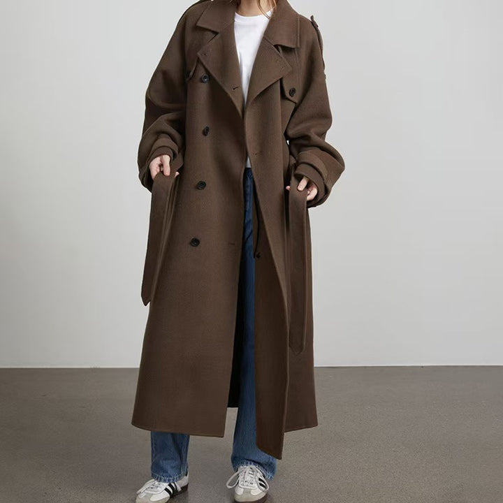 Damen eleganter und stylischer Trenchcoat mit taillierbarem Gürtel Drune