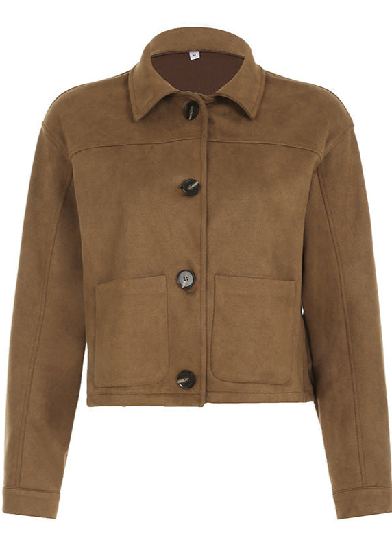 Drune | Cropped Wildleder Button-Up Jacke