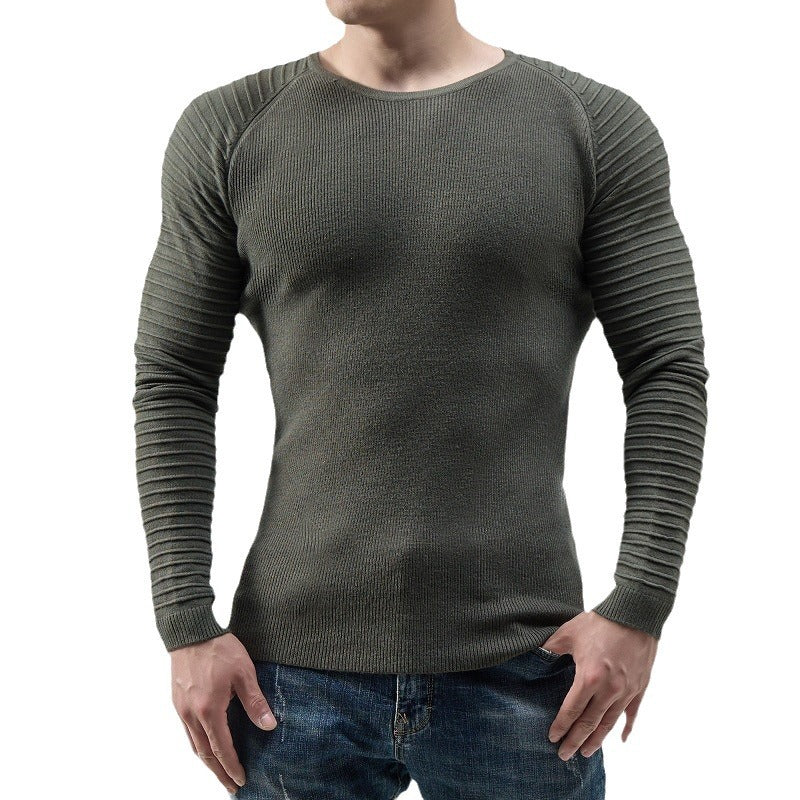 Herren moderner Langarmpullover mit strukturiertem Design und ribbeliertem Ärmel Drune