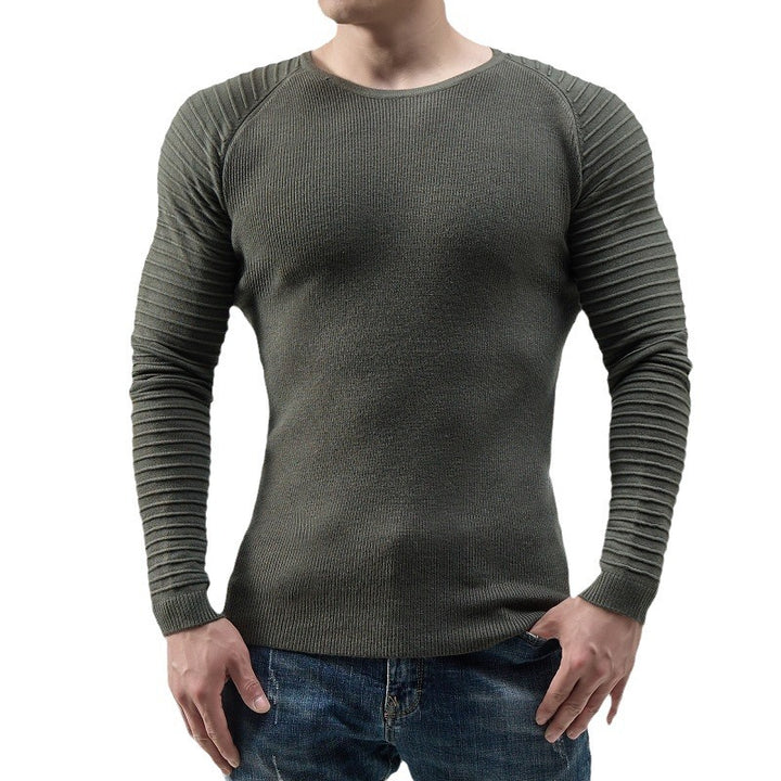 Herren moderner Langarmpullover mit strukturiertem Design und ribbeliertem Ärmel Drune